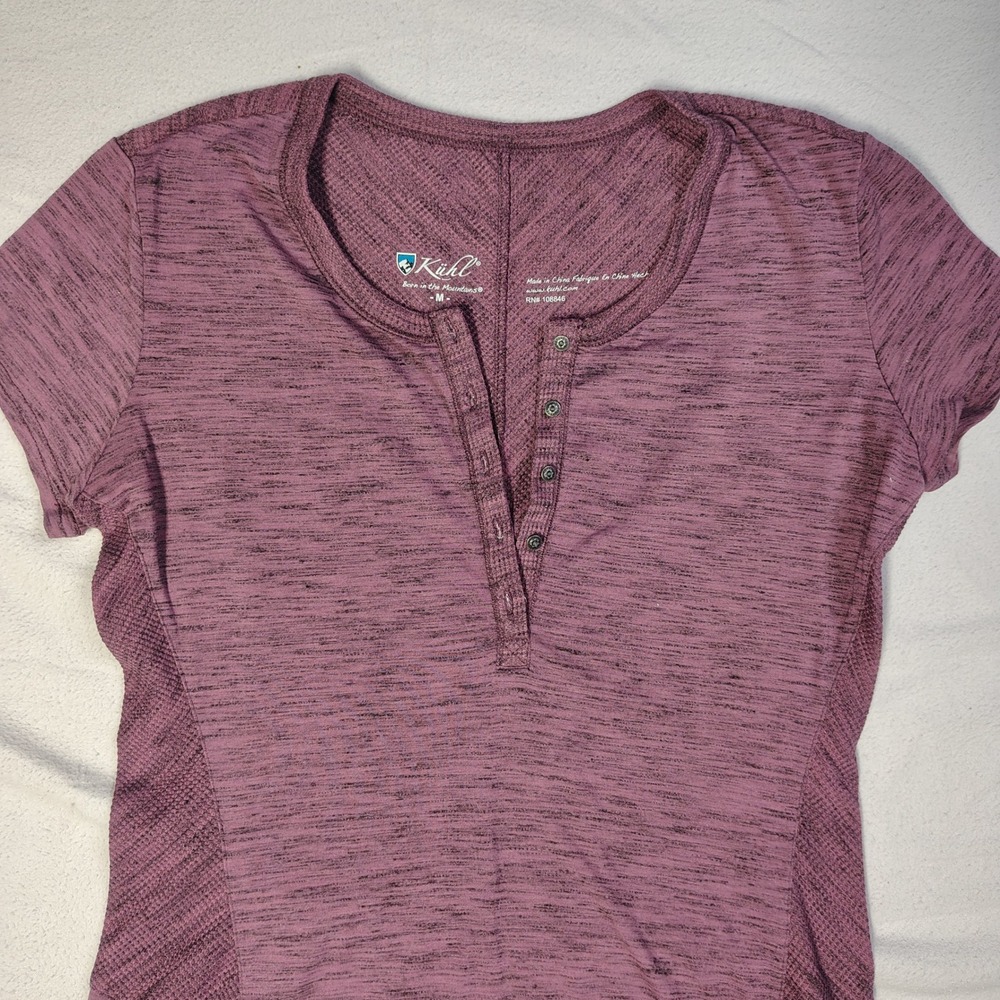 Kuhl Women's Short Sleeve Heathered Plum Henley Tee - Picture 2 of 10